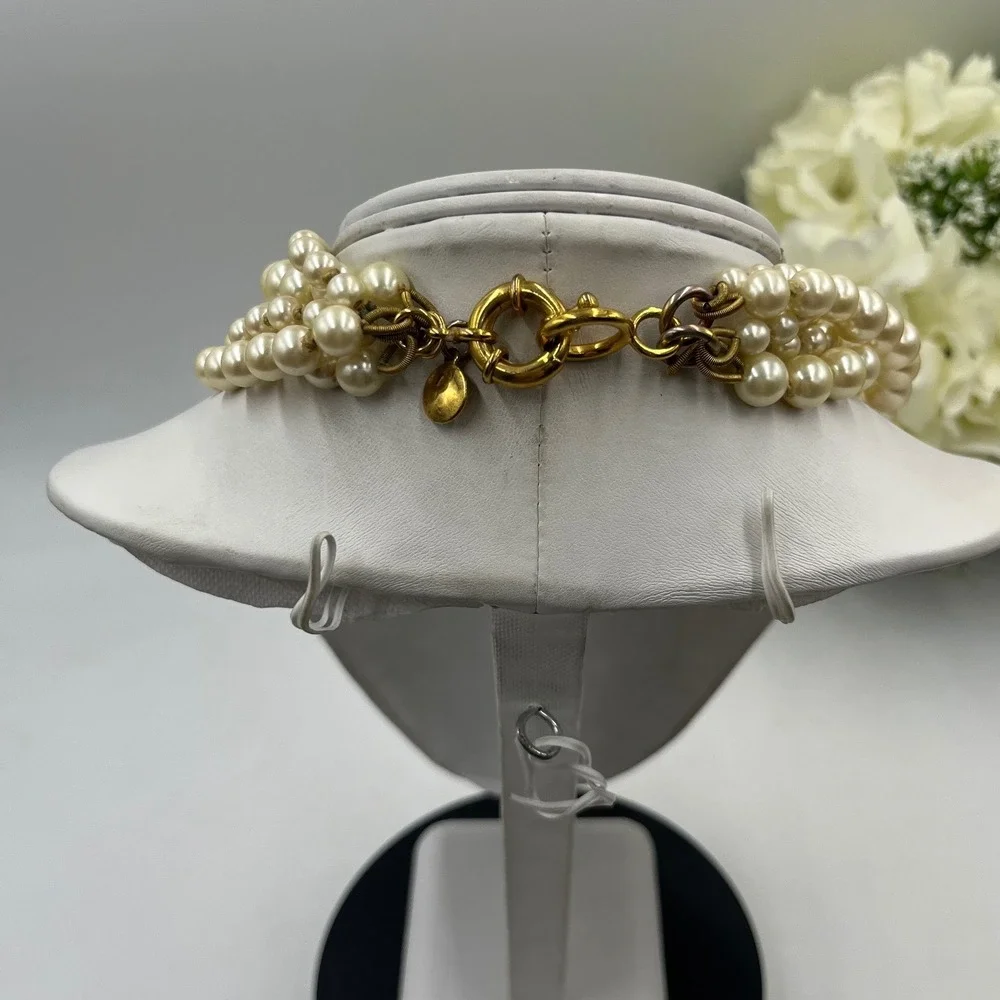 J. Crew Vintage MultiStrand Layered Cream Gold Tone Faux Pearl Necklace